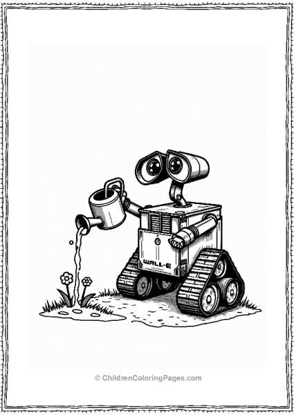 Wall E With Watering Can Free PDF Printable