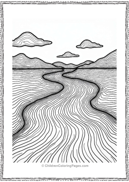 Wavy River Zentangle Scene Free PDF Printable