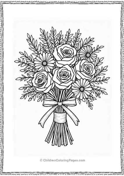 Wedding Bouquet With Roses And Daisies Free PDF Printable