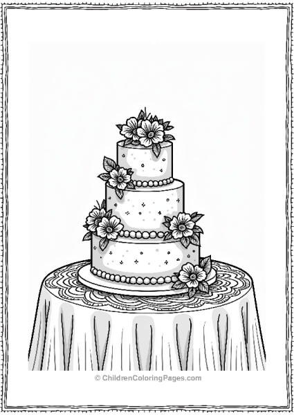 Wedding Bridal Cake With Flowers Free PDF Printable