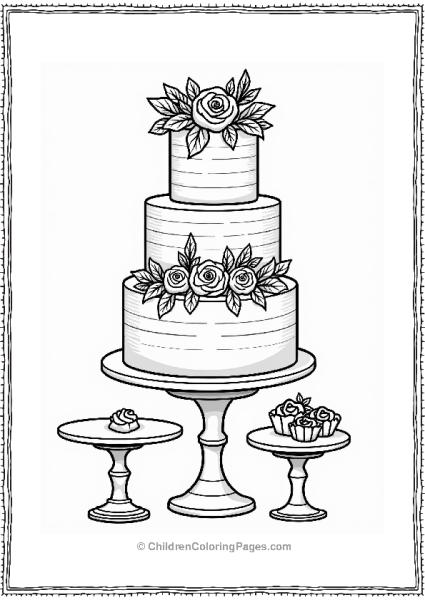 Wedding Cake With Floral Decorations Free PDF Printable