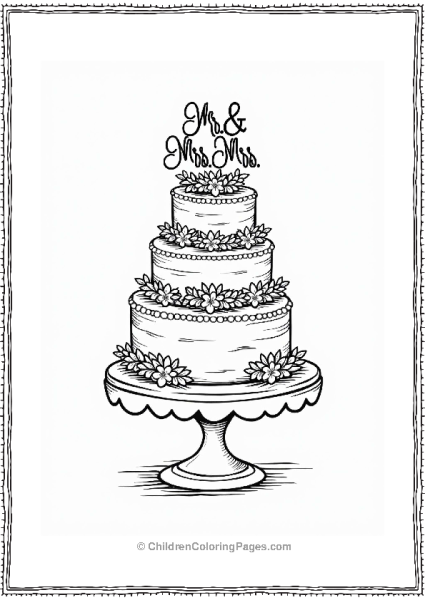 Wedding Cake With Mr Mrs Topper Free PDF Printable