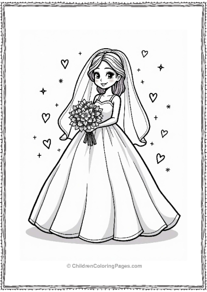 Wedding Charming Bride In A Veil Free PDF Printable