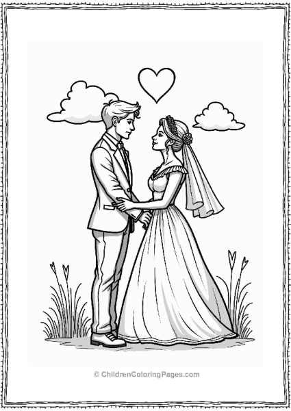 Wedding Couple Dancing Under A Heart Free PDF Printable