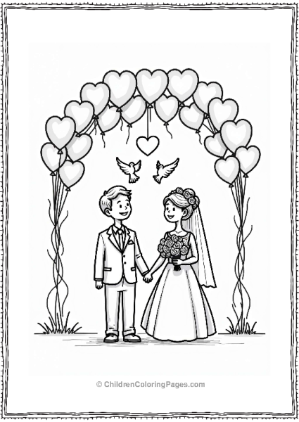 Wedding Couple Under Balloon Arch Free PDF Printable