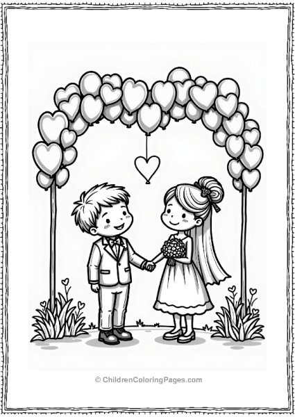 Wedding Cute Couple Under Heart Balloon Arch Free PDF Printable