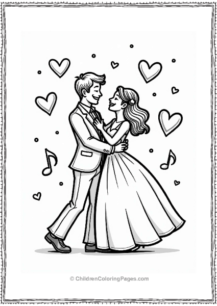Wedding Dance With Hearts And Notes Free PDF Printable