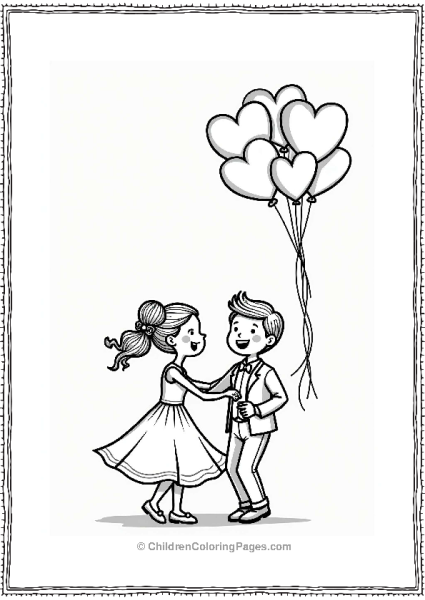 Wedding Happy Couple Dancing With Balloons Free PDF Printable