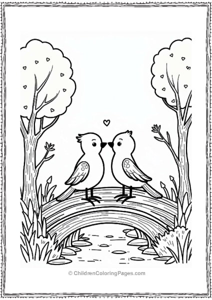 Wedding Lovebirds On A Wooden Bridge Free PDF Printable