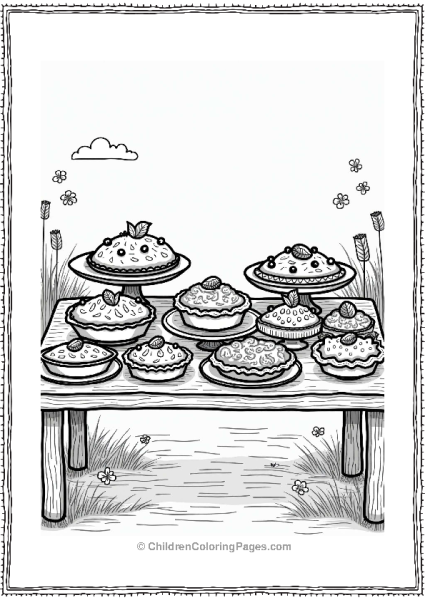 Wedding Pie Display Coloring Page Free PDF Printable
