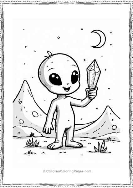 Whimsical Alien With Crystal Free PDF Printable
