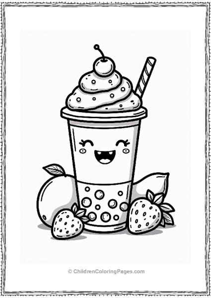 Whimsical Boba Tea Cup With Fruit Free PDF Printable