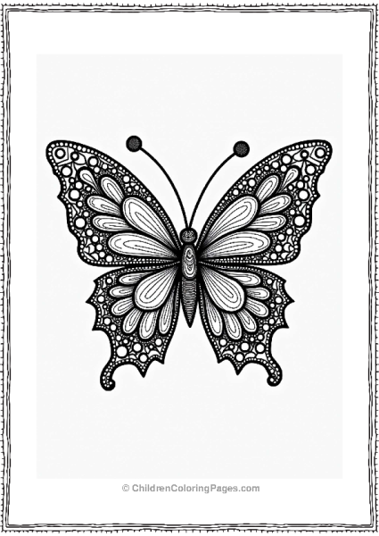 Whimsical Butterfly Zentangle Mandala Free PDF Printable