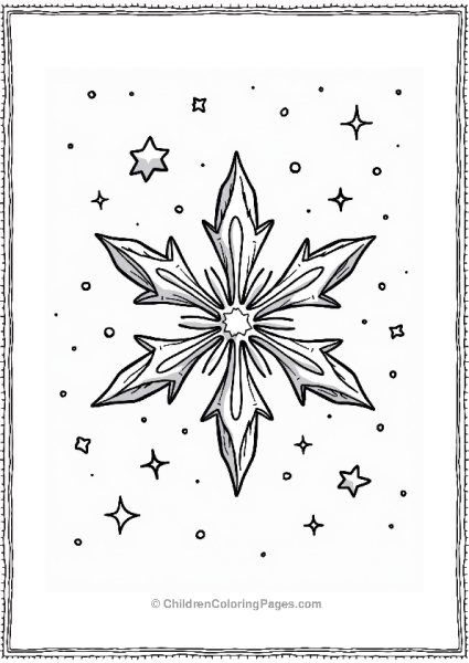 Whimsical Crystal Snowflake In A Starry Galaxy Free PDF Printable