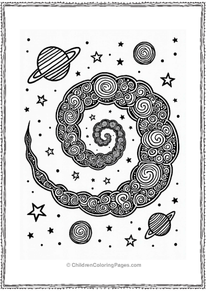 Whimsical Galaxy Spiral Zentangle Free PDF Printable