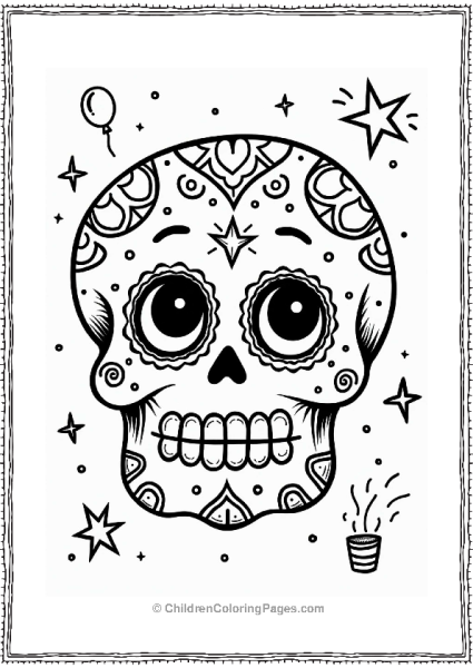 Whimsical Sugar Skull With Celebration Elements Free PDF Printable