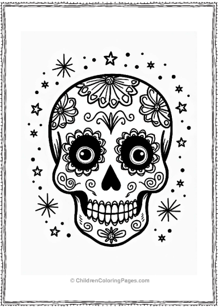 Whimsical Sugar Skull With Stars Free PDF Printable