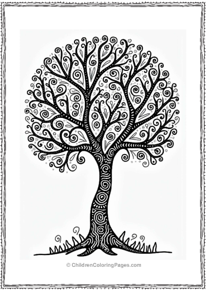 Whimsical Tree Zentangle Design Free PDF Printable