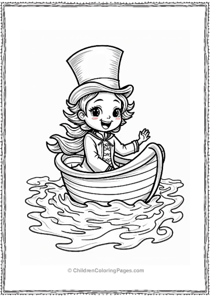 Willy Wonka Cheerful Girl In Cupcake Boat On Chocolate River Free PDF Printable
