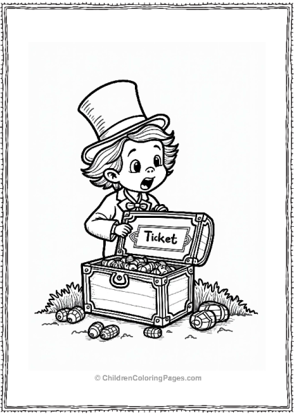 Willy Wonka Child Discovering Golden Ticket Free PDF Printable