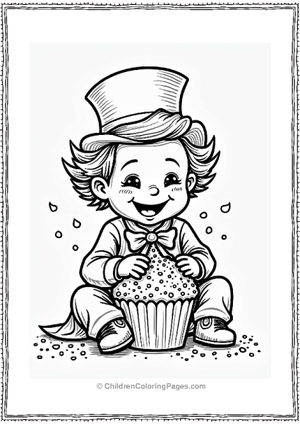 Willy Wonka Child Finding A Golden Ticket In A Cupcake Free PDF Printable