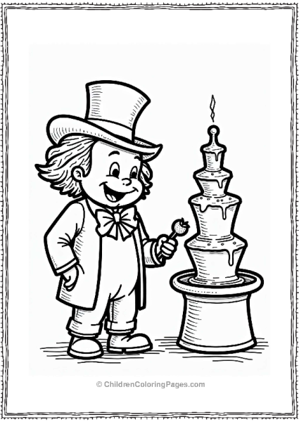 Willy Wonka Oompa Loompa And Child By Chocolate Fountain Free PDF Printable