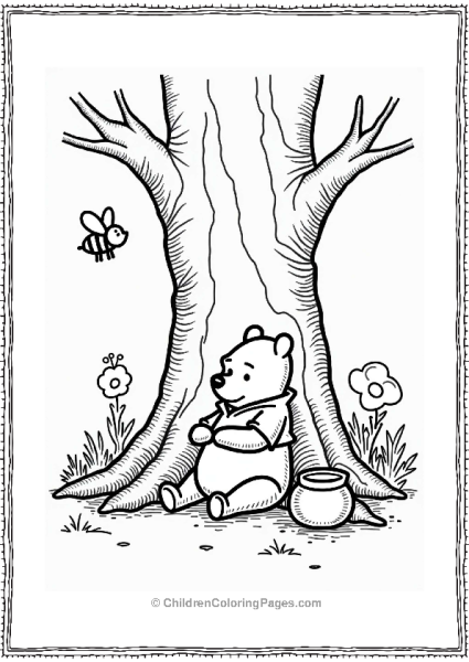 Winnie The Pooh In A Tree With Bees Free PDF Printable