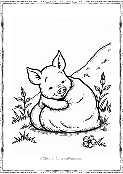 Winnie The Pooh Piglet Relaxing On A Grassy Hill Free PDF Printable