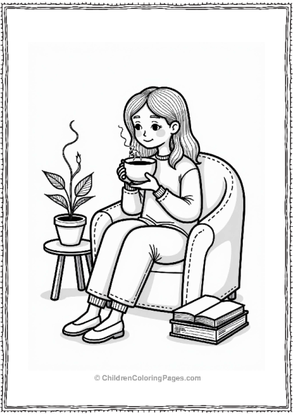 Woman Enjoying Cozy Tea Free PDF Printable