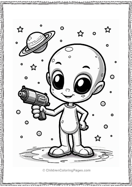 Y2K Alien With Ray Gun Free PDF Printable