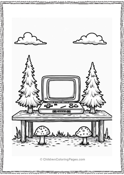 Y2K Retro Game Console Coloring Page Free PDF Printable