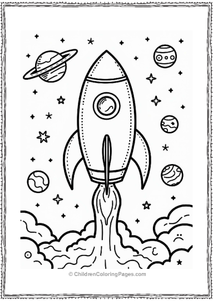 Y2K Space Adventure Coloring Page Free PDF Printable