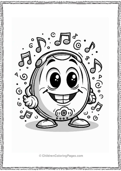 Y2K Theme Funky Discman With Music Notes Free PDF Printable