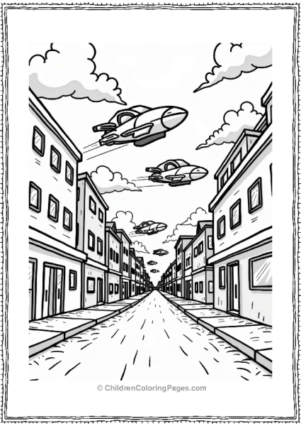 Y2K Theme With Flying Cars Over City Free PDF Printable