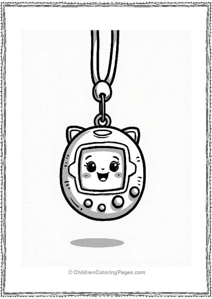 Y2k Cute Tamagotchi Hanging From Lanyard Free PDF Printable