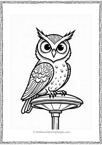 Y2k Cybernetic Owl On Futuristic Lamp Free PDF Printable