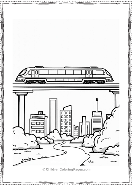 Y2k Futuristic Train Above The City Free PDF Printable