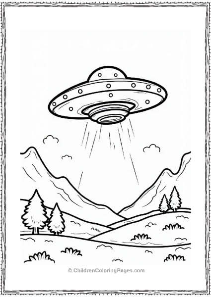 Y2k UFO Over Landscape With Beaming Light Free PDF Printable