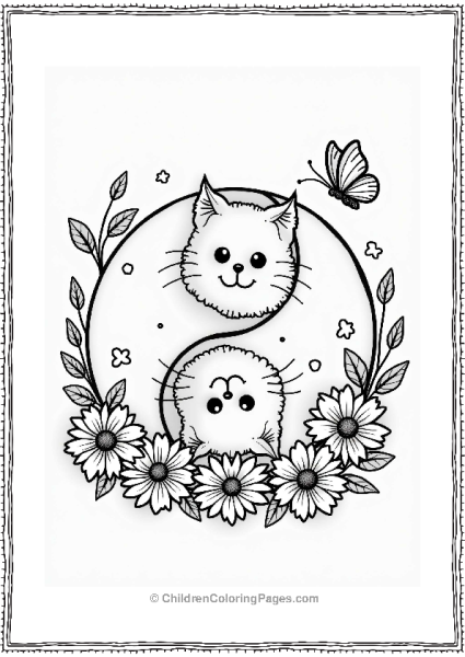 Yin Yang Animals With Cat And Dog Free PDF Printable