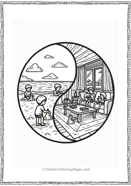 Yin Yang Beach And Living Room Scene Free PDF Printable