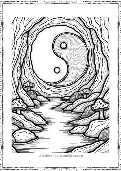 Yin Yang Crystal Cave Scene Free PDF Printable