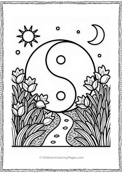 Yin Yang Garden With Sun And Moon Free PDF Printable