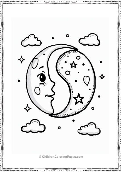 Yin Yang Half Moon Design Free PDF Printable