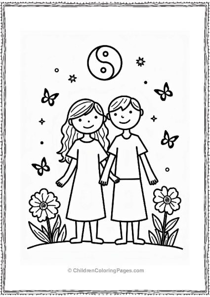 Yin Yang Harmony With Butterflies Free PDF Printable
