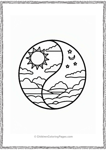 Yin Yang Landscape Day And Night Free PDF Printable