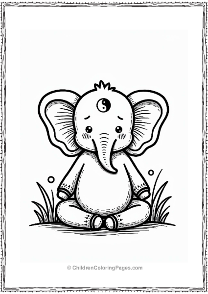 Yin Yang Mindful Elephant In Meditation Free PDF Printable