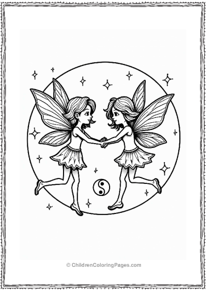 Yin Yang Playful Yin Yang Fairies Dancing Free PDF Printable