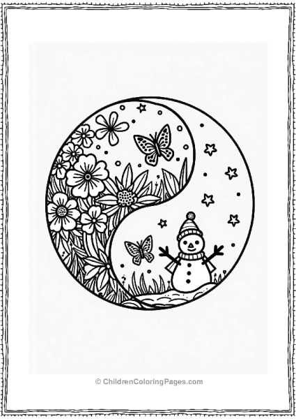 Yin Yang Spring And Winter Illustration Free PDF Printable