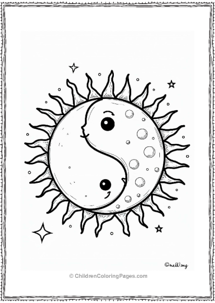 Yin Yang Sun Moon Scene Free PDF Printable