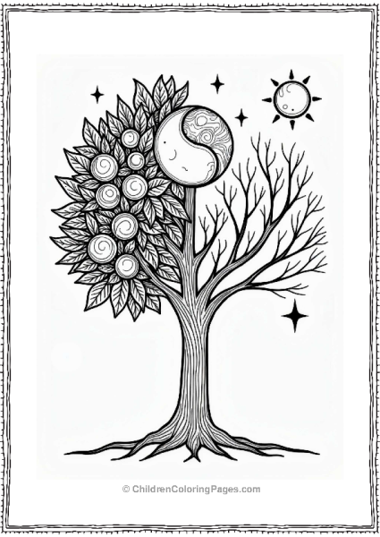 Yin Yang Tree Of Life Design Free PDF Printable